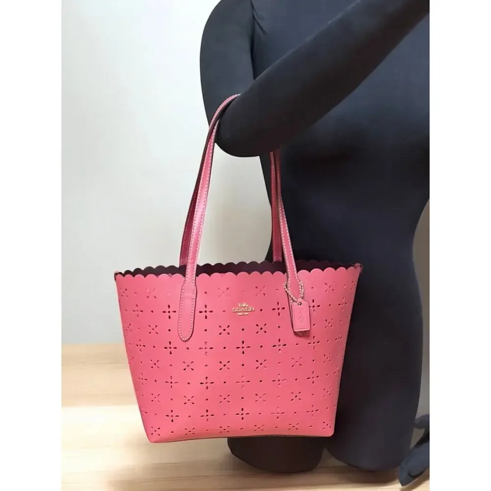Coach CA199 Laser Cut Mini City Tote Bag - Picture 5 of 10